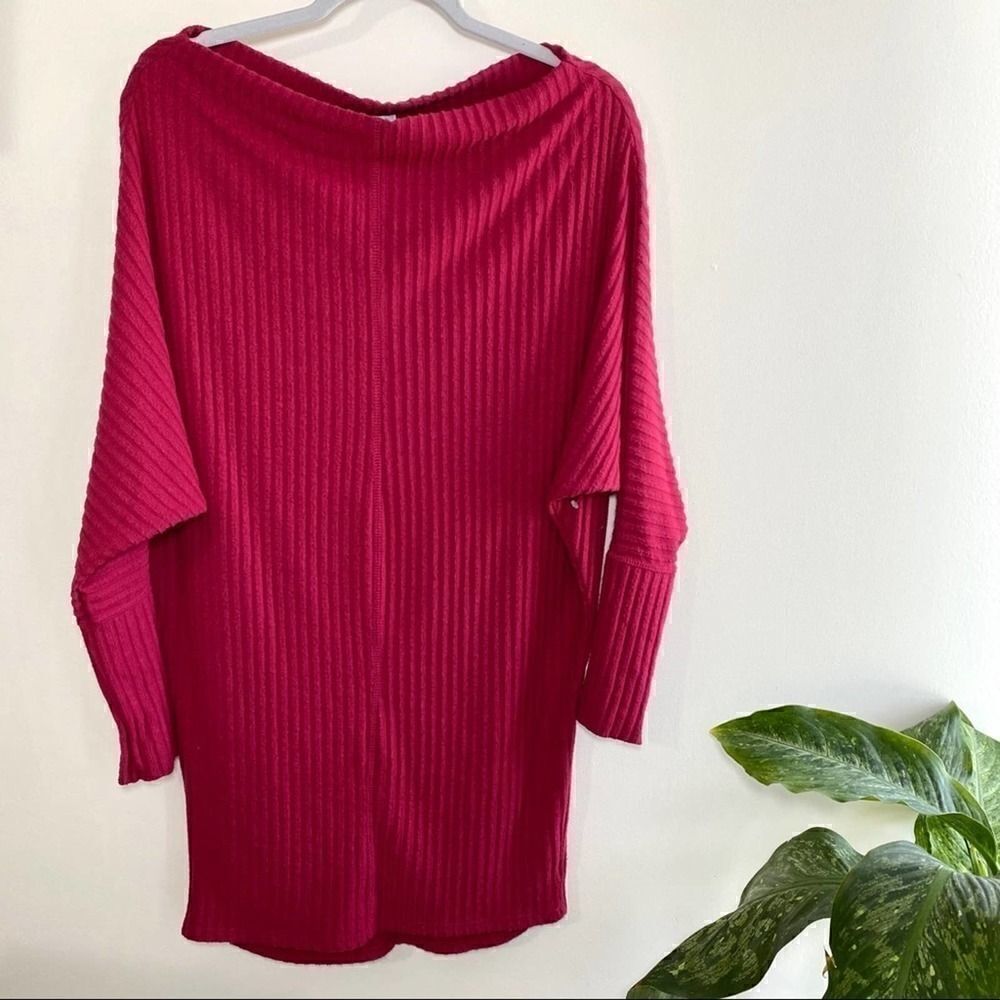 BP. Ribbed long sleeve knit oversized  tunic top‎